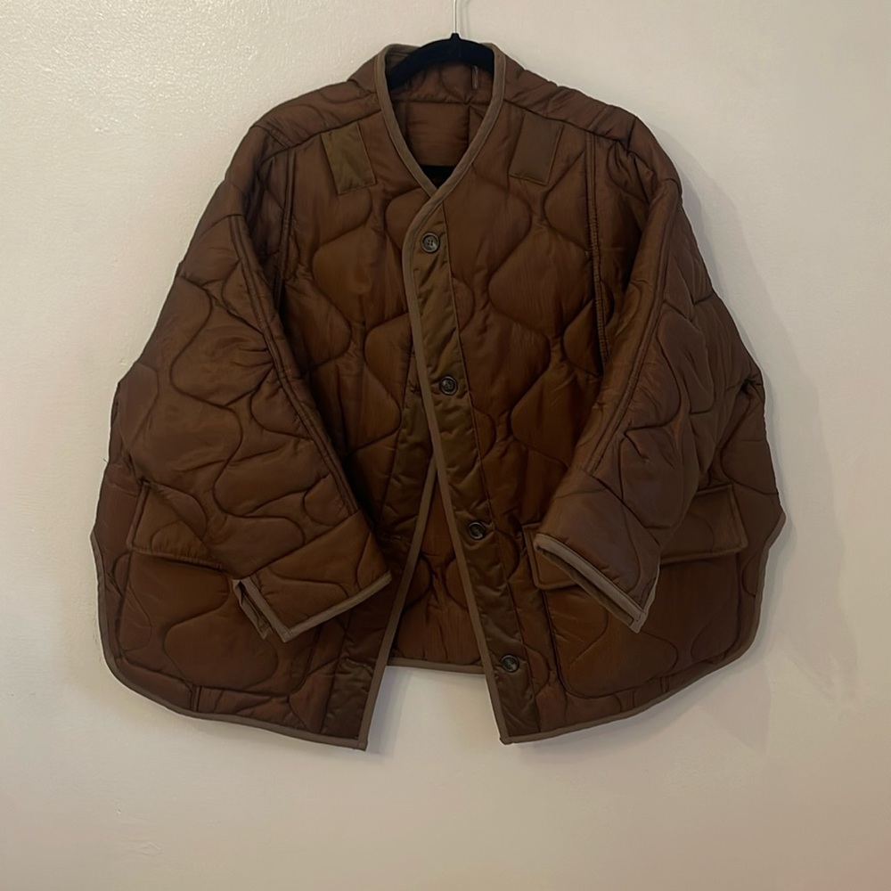 The Frankie Shop Brown Teddy Quilted Jacket Oversized Small xs/s